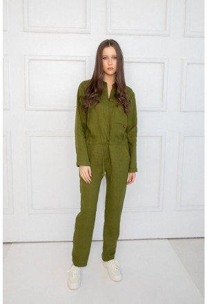 Sofa Killer lininis smėlio spalvos moteriškas kombinezonas